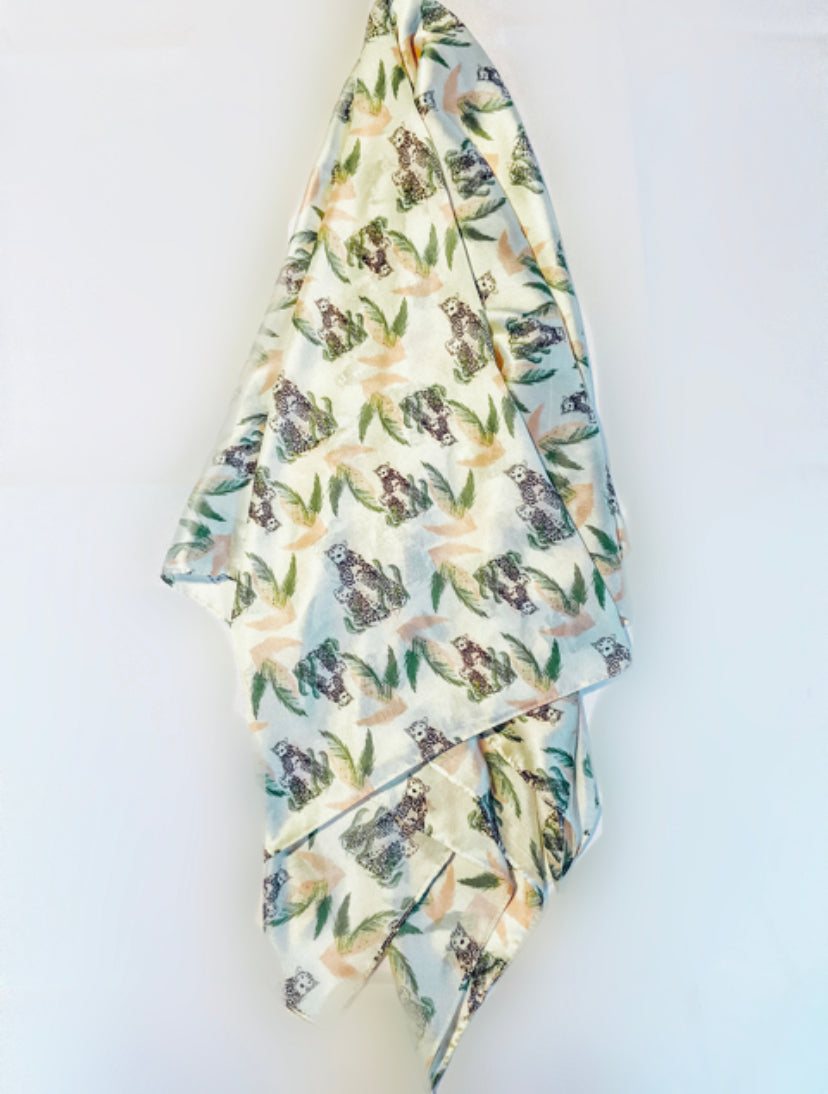 Love Cheetah Print Satin Scarf